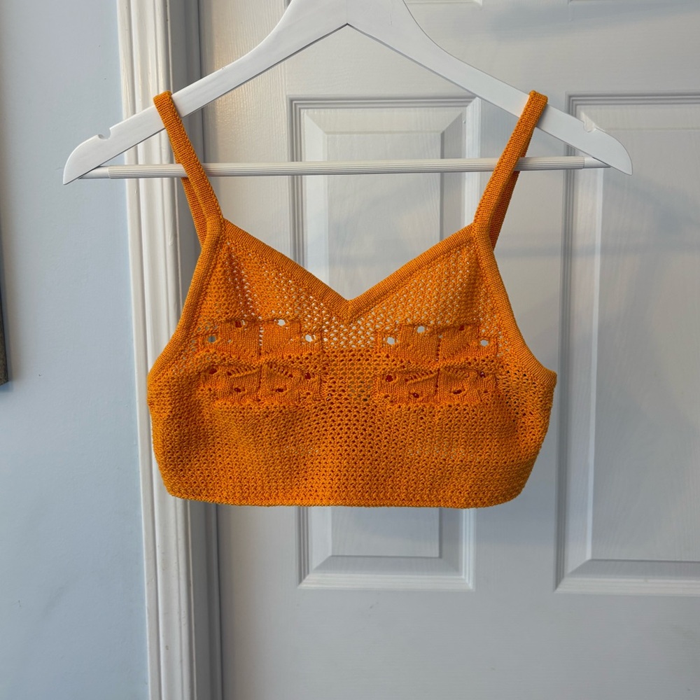 H&M Orange Crochet Bralette Top Size Small - Picture 3 of 11